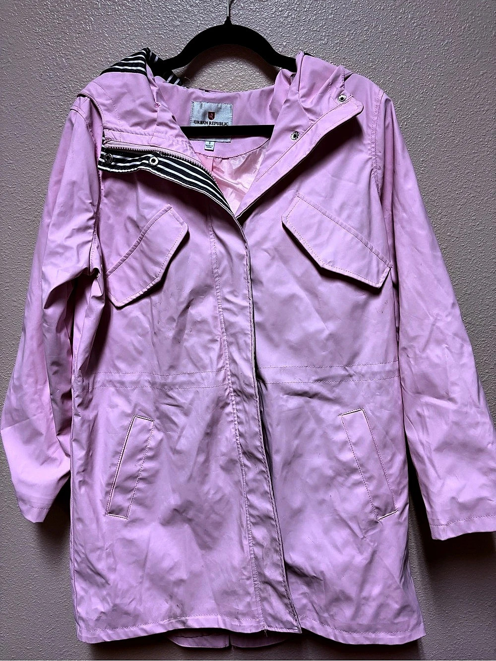 Urban Republic Hooded Utility Rain Jacket Pink Small